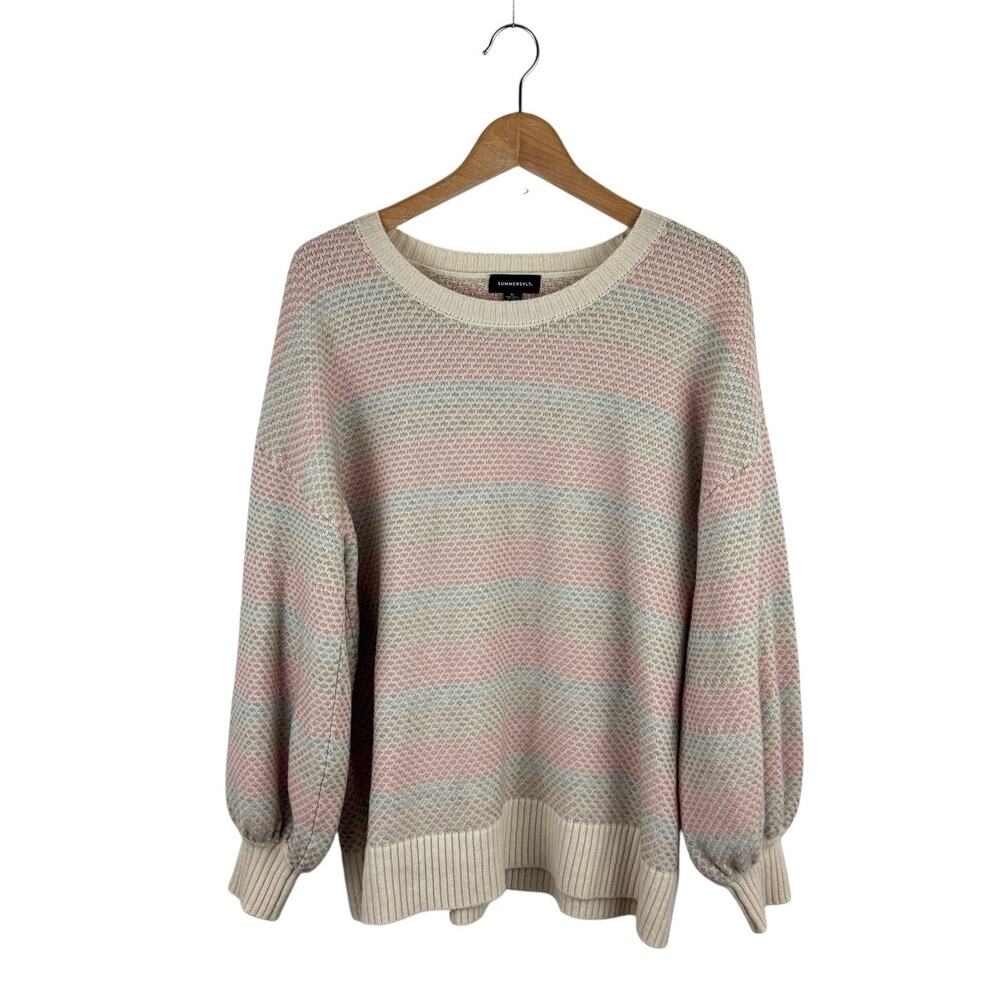 Summersalt Wool & Cashmere Striped Sweater XL Balloon Sleeve